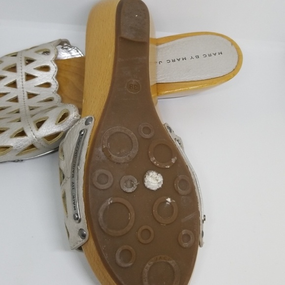 Marc Jacobs silver pear cut out sandal slide 38 - Picture 4 of 5